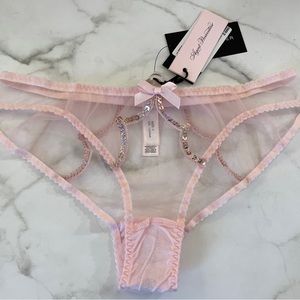 NWT Agent Provocateur Lorna Party brief 2 small baby pink/rose gold